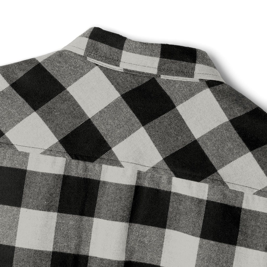 Plaid Flannel Shirt — Olive & Black Buffalo Check with Chest Patch