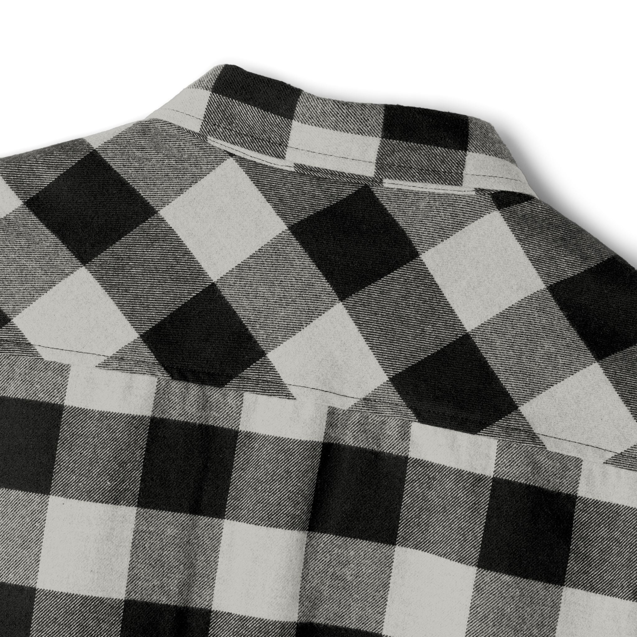 Plaid Flannel Shirt — Olive & Black Buffalo Check with Chest Patch