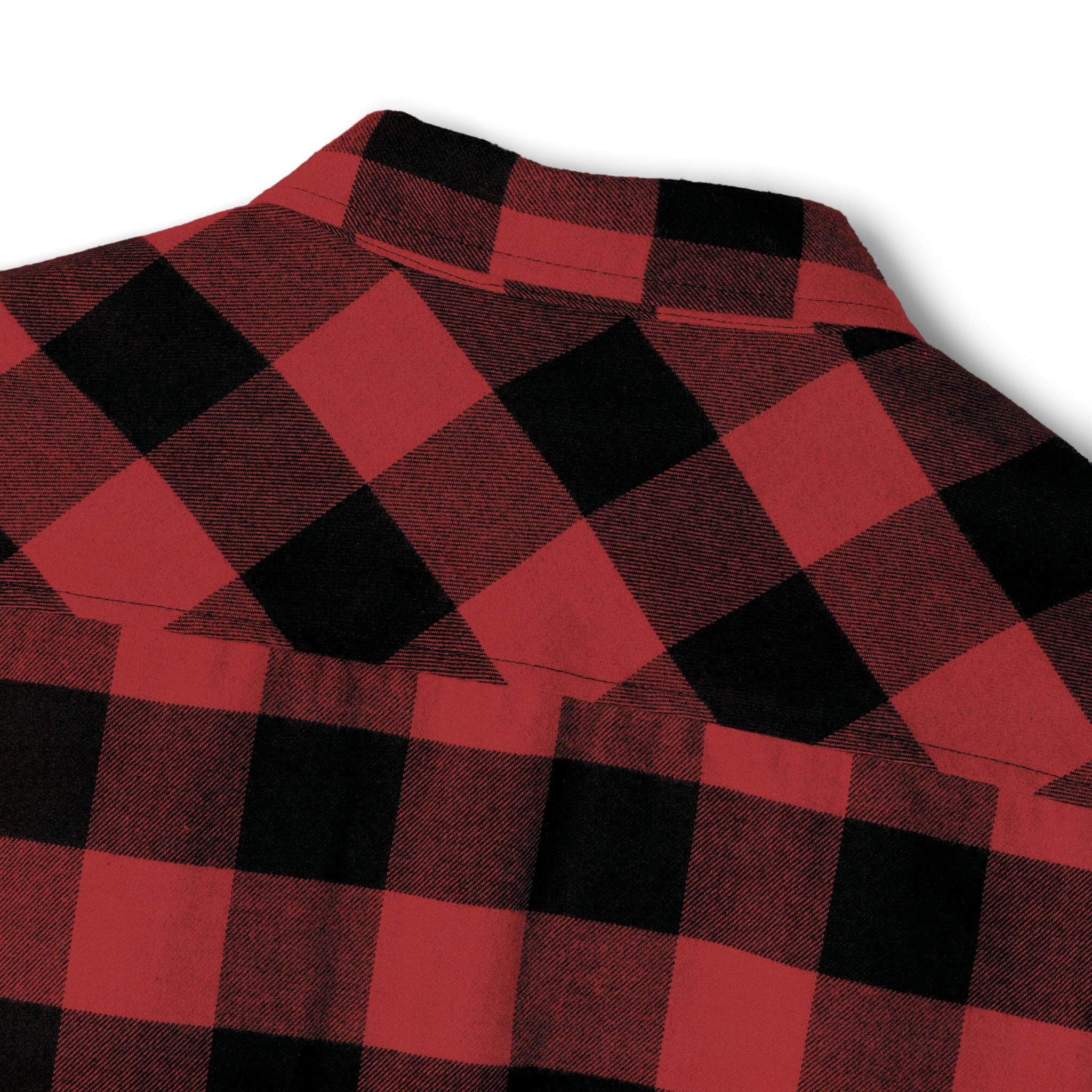 Plaid Flannel Shirt — Olive & Black Buffalo Check with Chest Patch