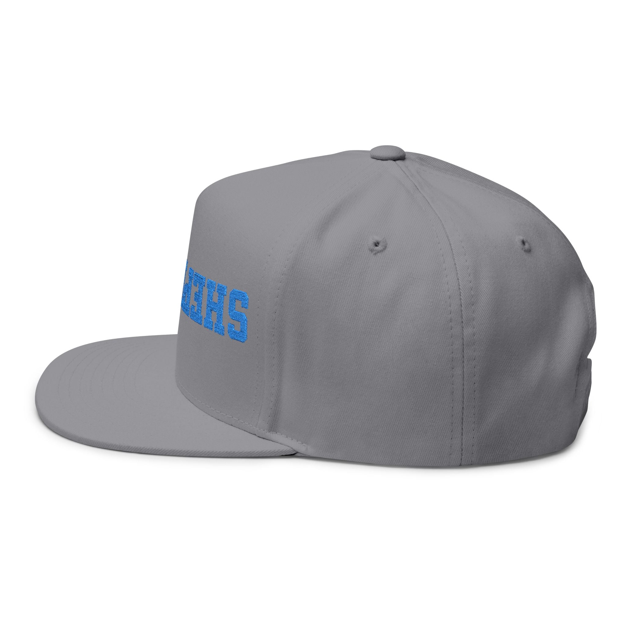 SHEPHERDS embroidered flat bill cap, blue varsity lettering | snapback hat