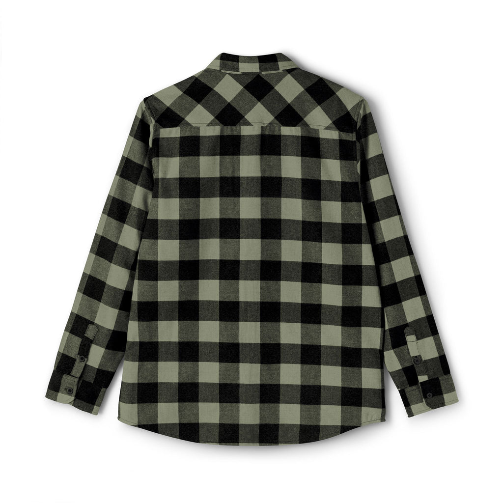 Plaid Flannel Shirt — Olive & Black Buffalo Check with Chest Patch