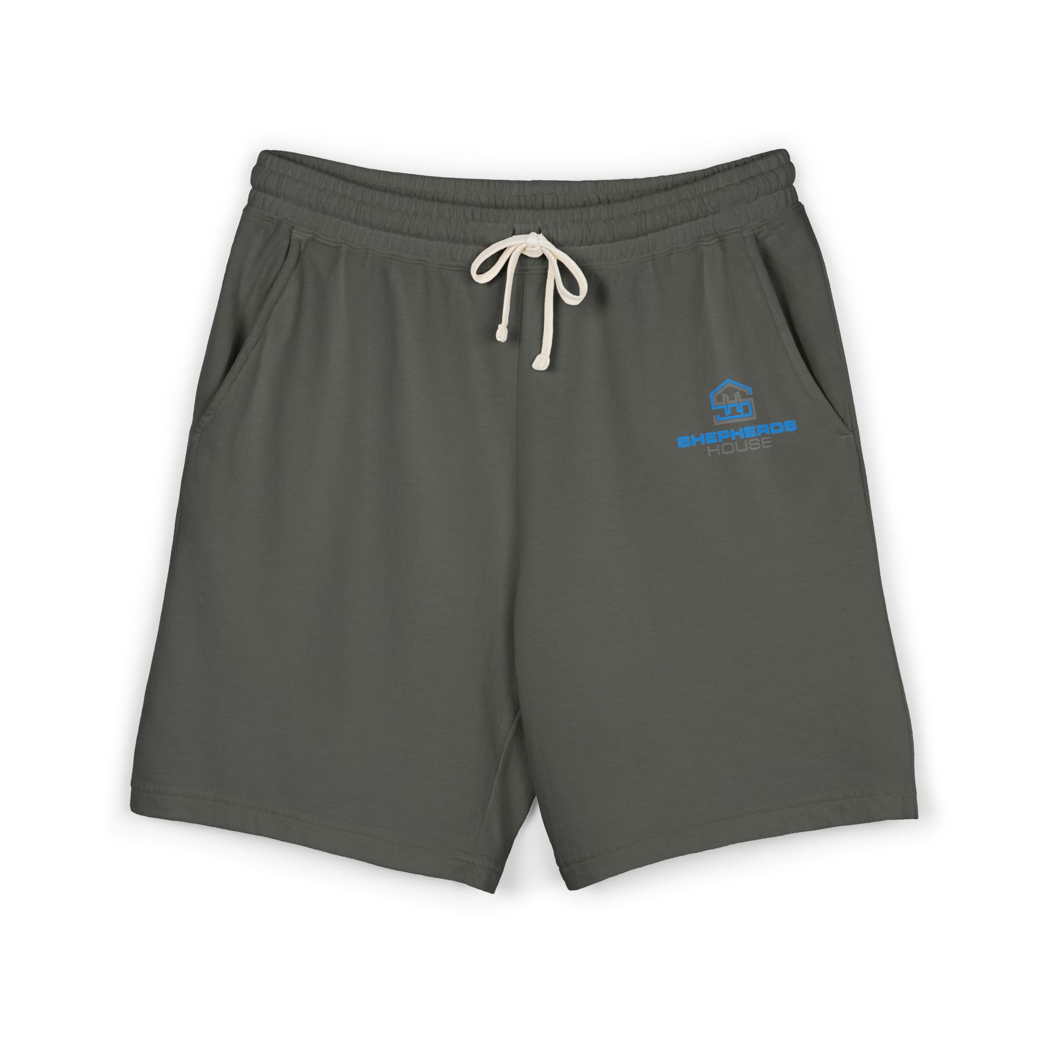 Sheepshead House logo Sweat Shorts | Minimal cabin logo shorts