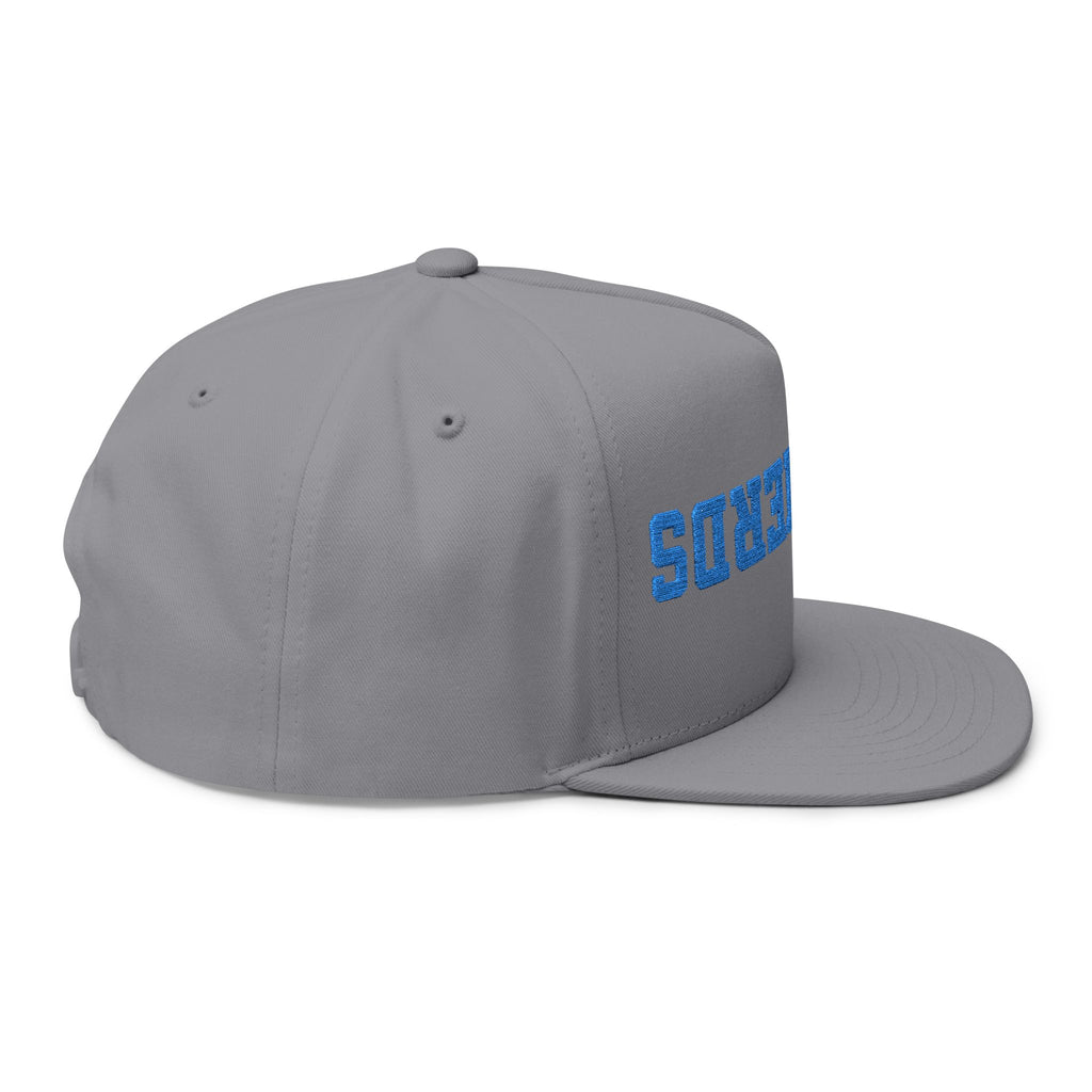 SHEPHERDS embroidered flat bill cap, blue varsity lettering | snapback hat