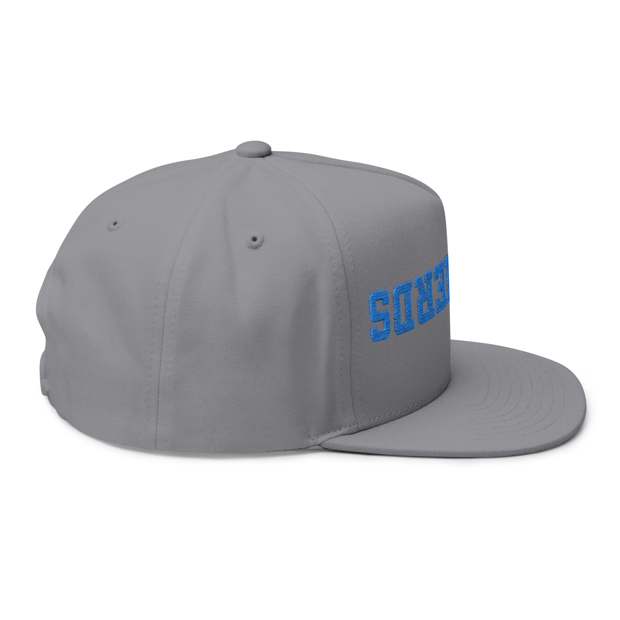 SHEPHERDS embroidered flat bill cap, blue varsity lettering | snapback hat