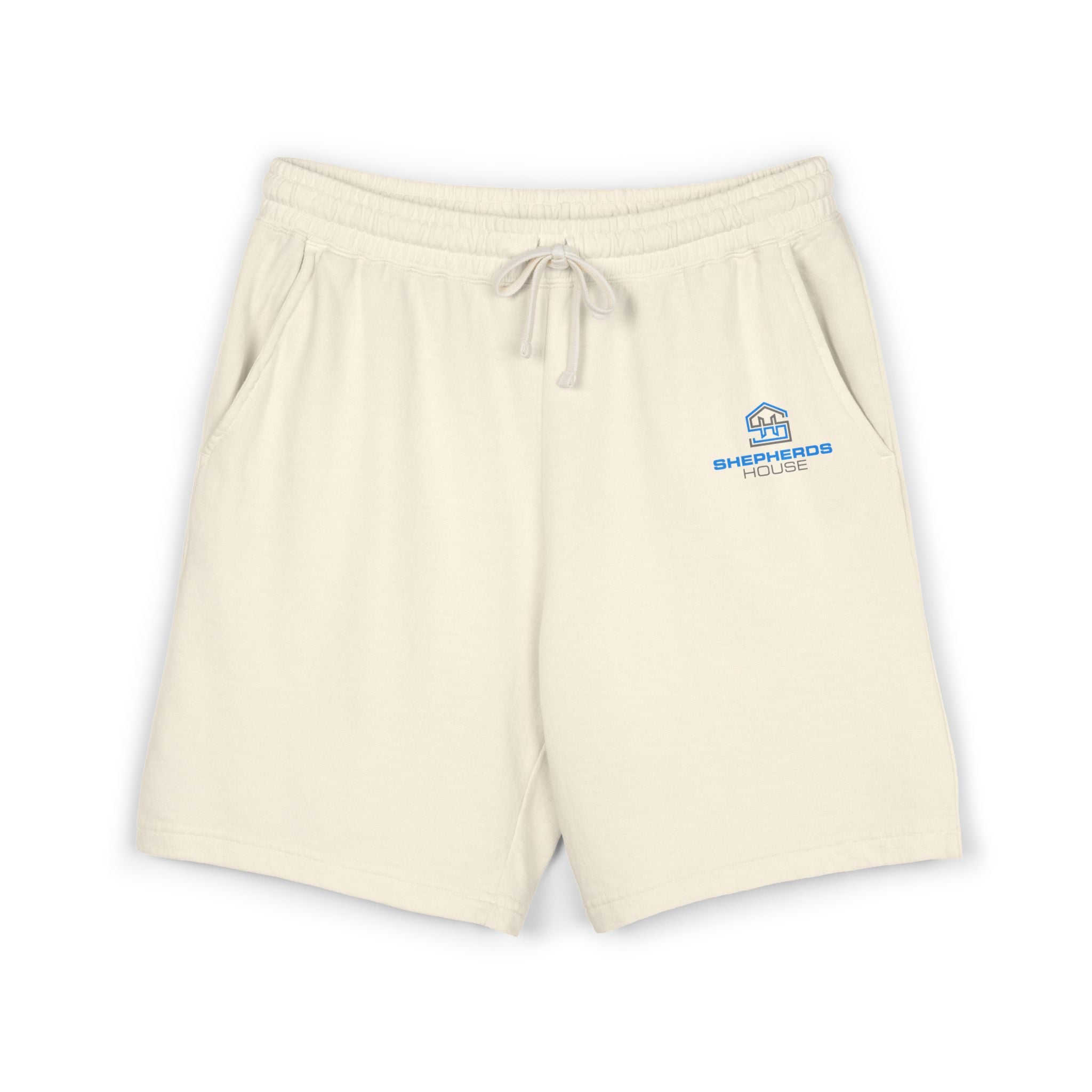 Sheepshead House logo Sweat Shorts | Minimal cabin logo shorts