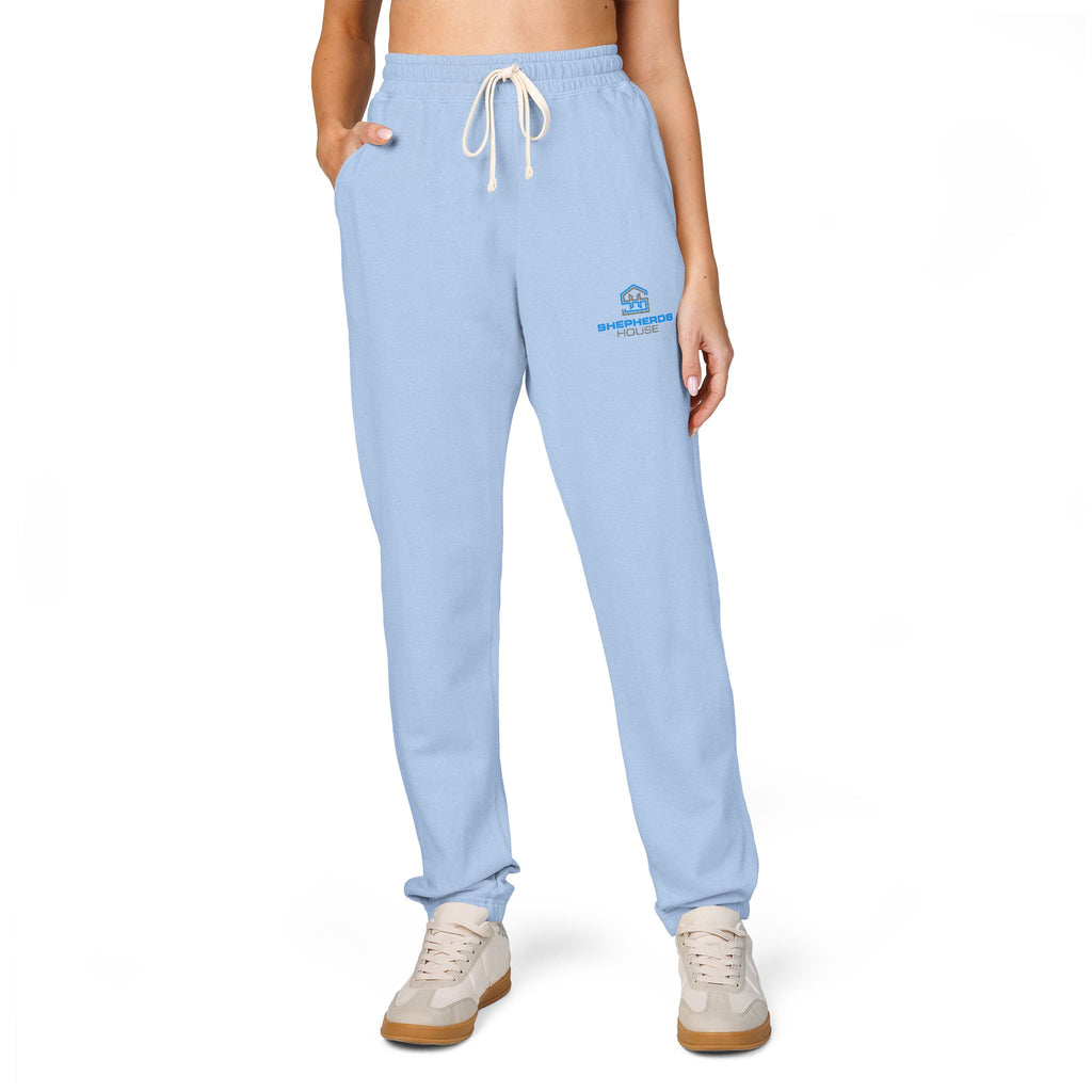 Blue Surfing Whale Sweatpants | Small Chest Logo