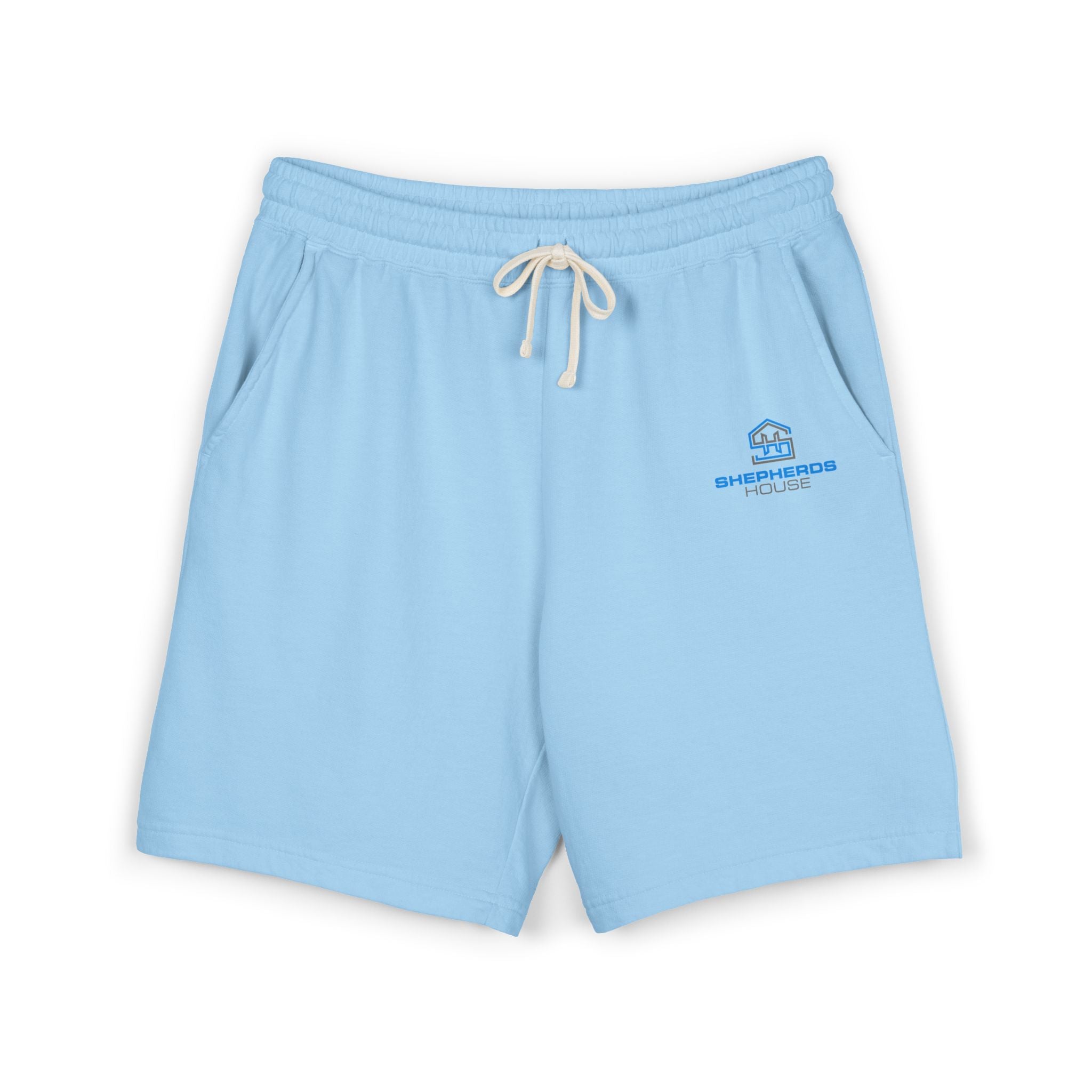 Sheepshead House logo Sweat Shorts | Minimal cabin logo shorts