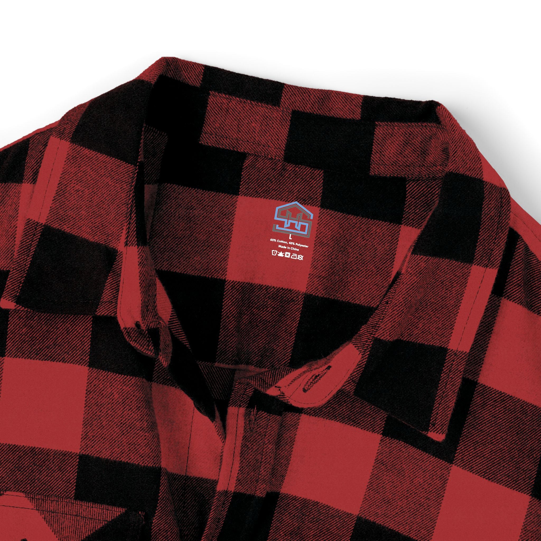 Plaid Flannel Shirt — Olive & Black Buffalo Check with Chest Patch