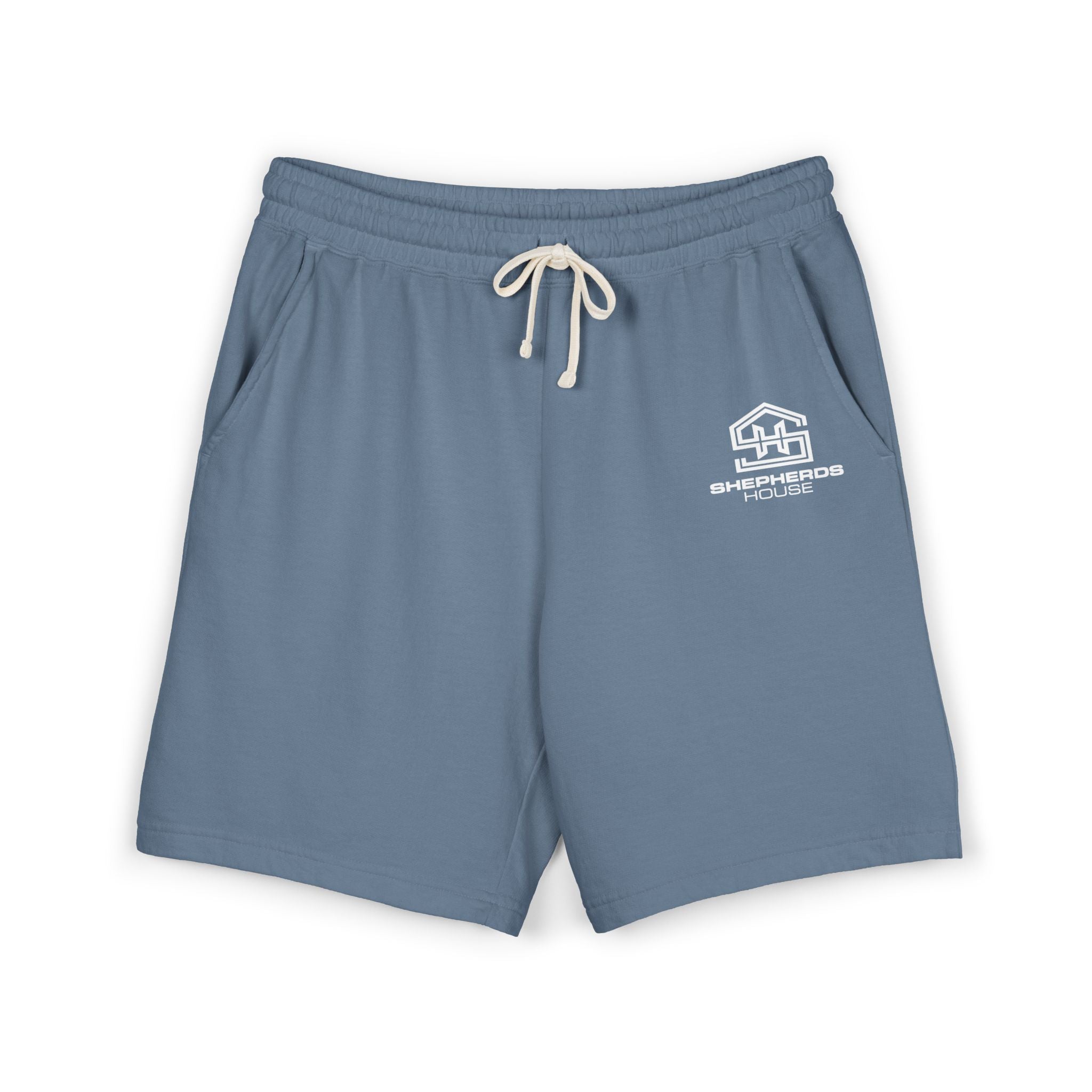 Sheepshead House logo Sweat Shorts | Minimal cabin logo shorts