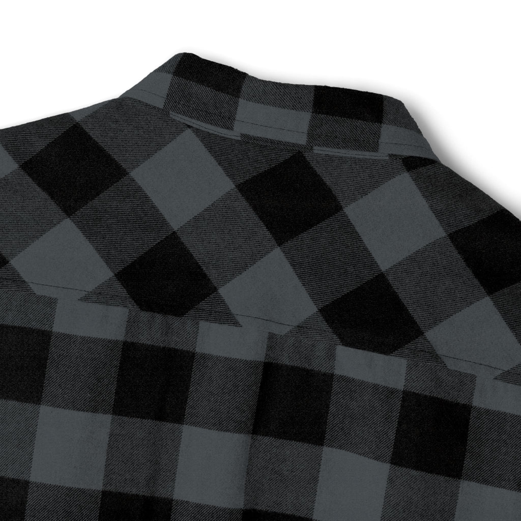 Plaid Flannel Shirt — Olive & Black Buffalo Check with Chest Patch