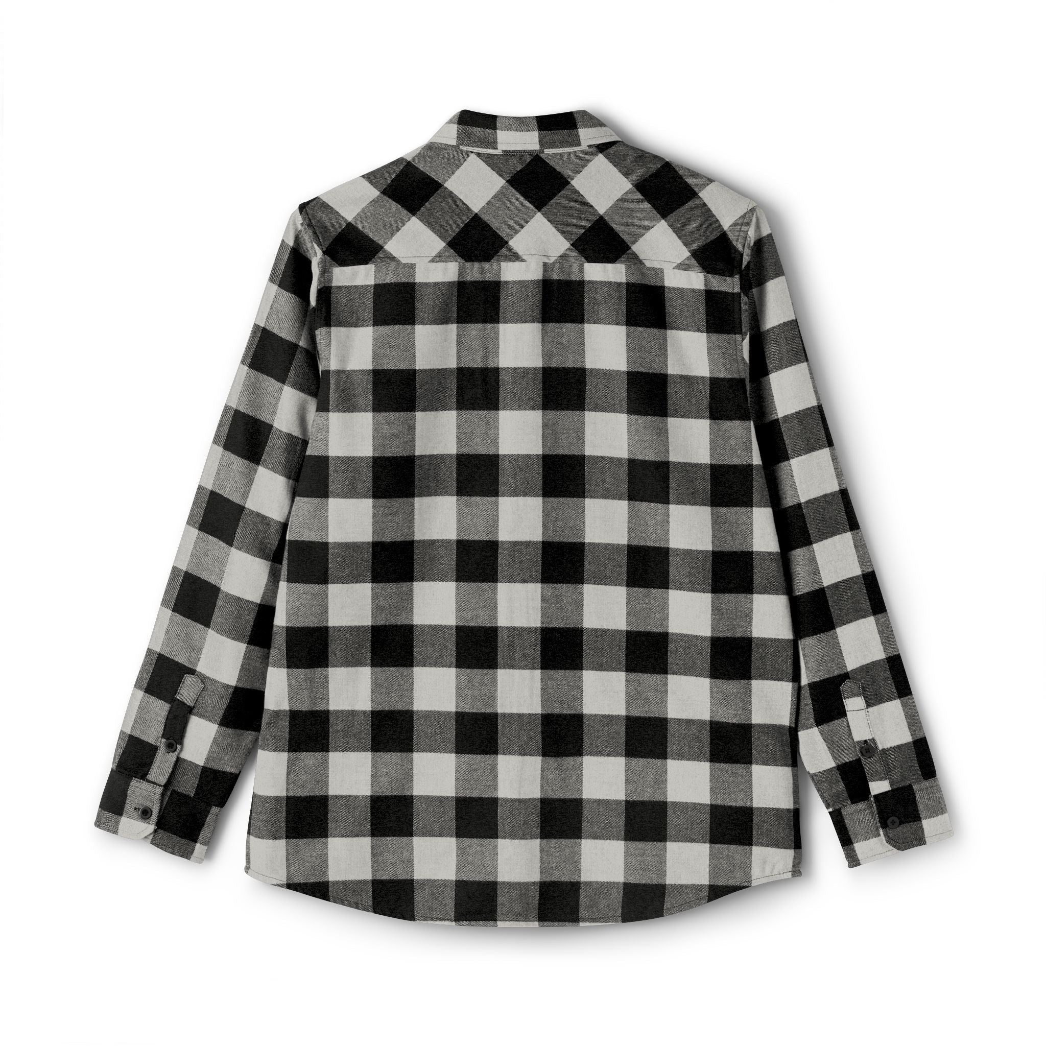 Plaid Flannel Shirt — Olive & Black Buffalo Check with Chest Patch