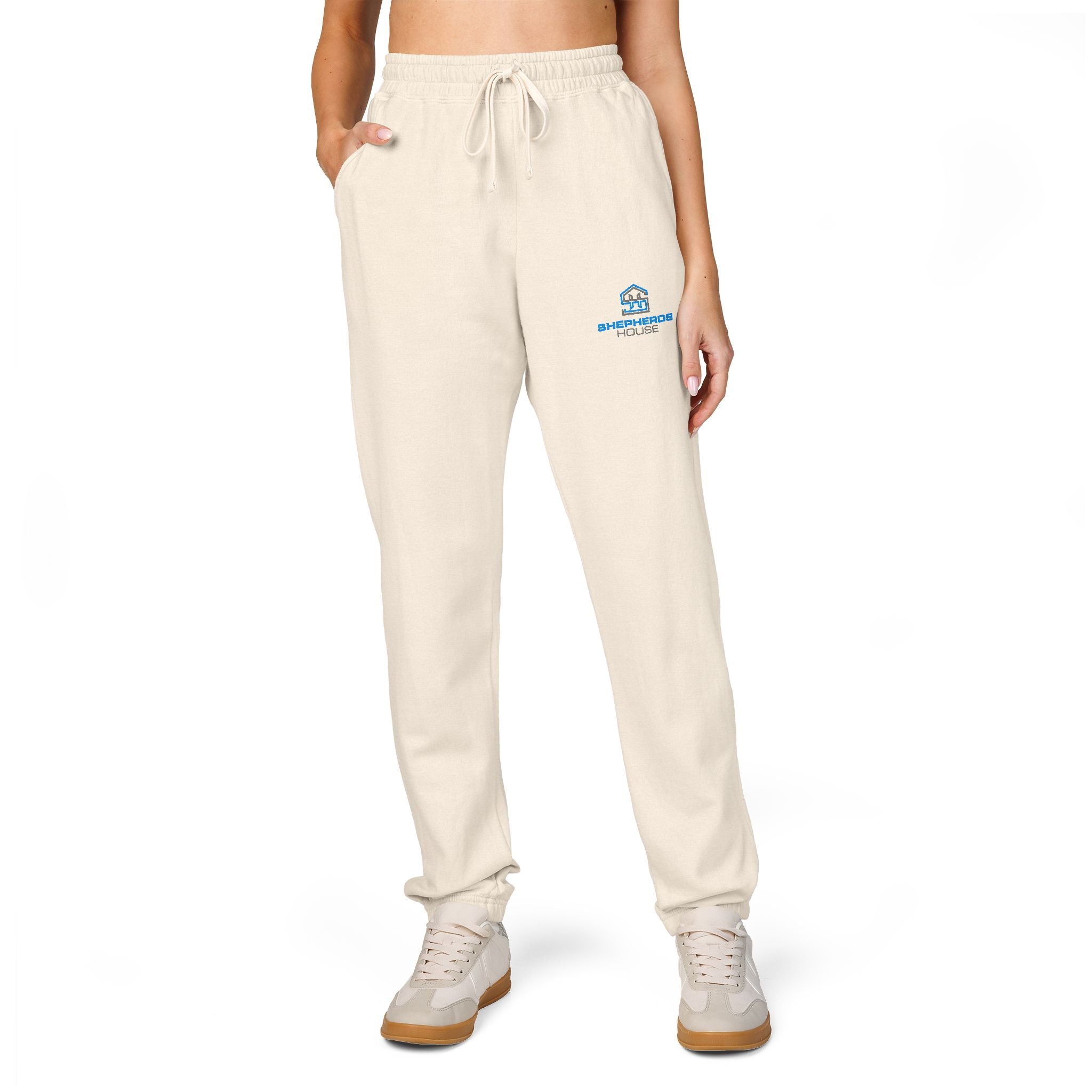 Blue Surfing Whale Sweatpants | Small Chest Logo
