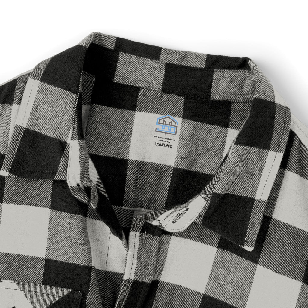 Plaid Flannel Shirt — Olive & Black Buffalo Check with Chest Patch